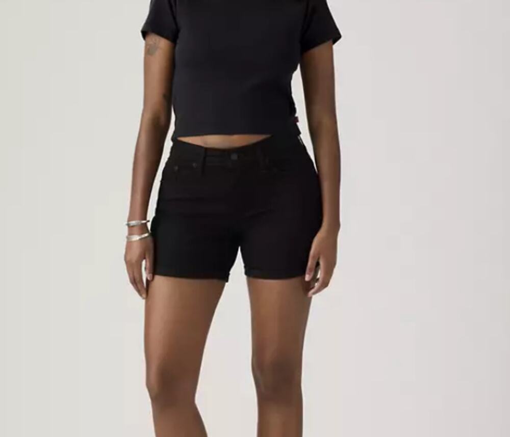 Levi’s Mid Length Black Denim Shorts Size 33 Nwt